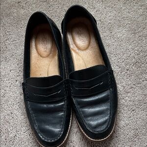 Sperry Black Leather Slip-On Loafers